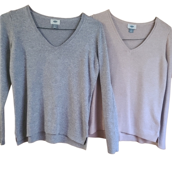 Women's Size SP Old Navy Fuchsia, Gray, Tan V-Neck Long Sleeve Sweater Bundle - Picture 8 of 15